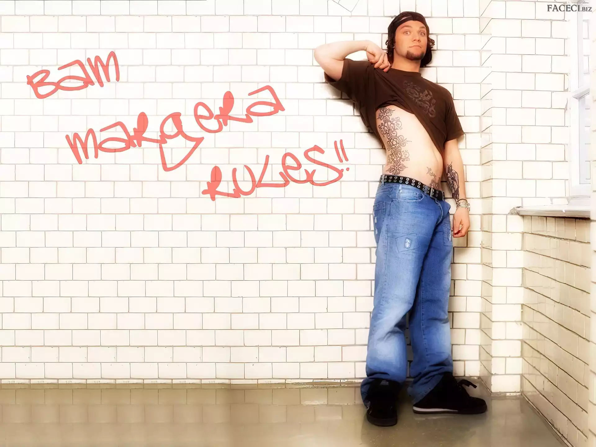 t-shirt, Bam Margera, brÄ…zowy